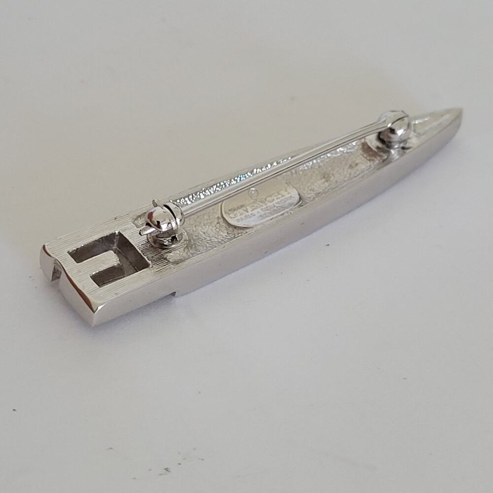 Givenchy Vintage Silver Tone Dagger Clear Rhinestone Brooch Pin Mediu 2inch 1978 - Picture 6 of 7